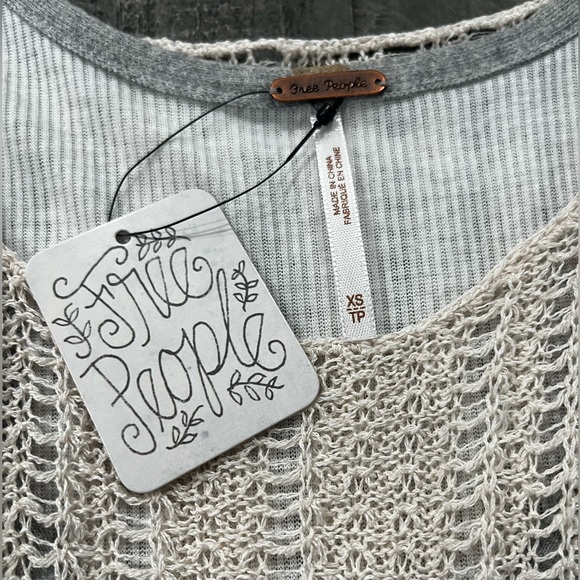 Free People Gray and Cream Knit Top - Picture 2 of 4